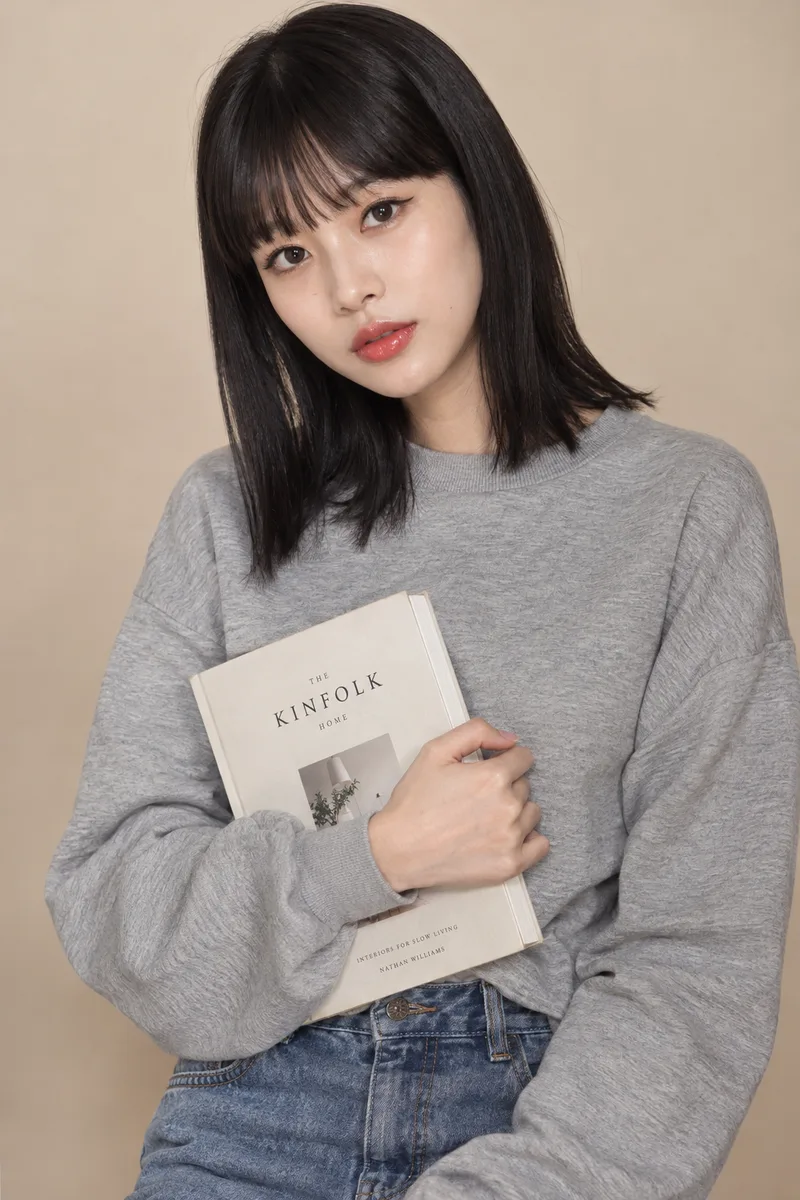 holding a book を足して生成した例（4枚目）