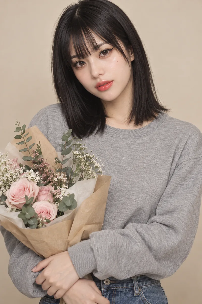 花束を持つの生成例