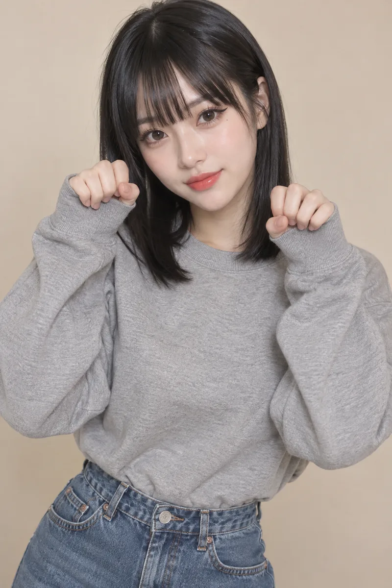 making a cat paw pose with both hands を足して生成した例（4枚目）