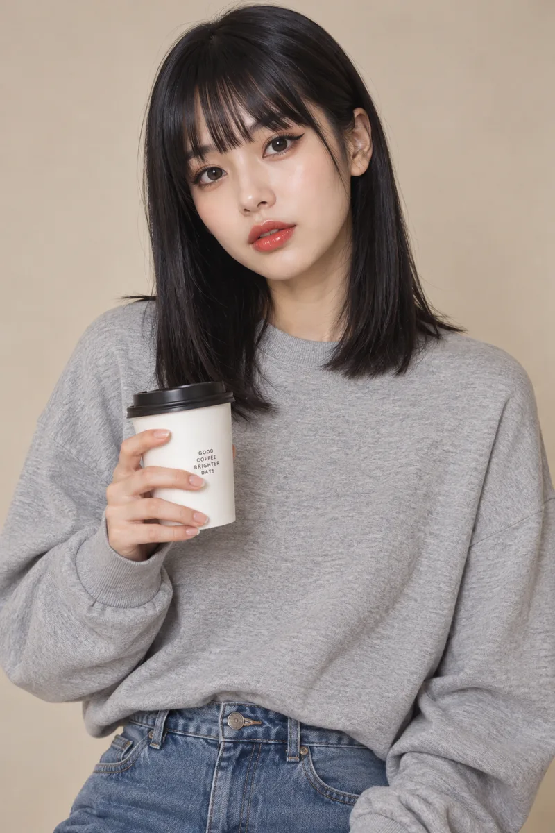 holding a coffee cup を足して生成した例（2枚目）