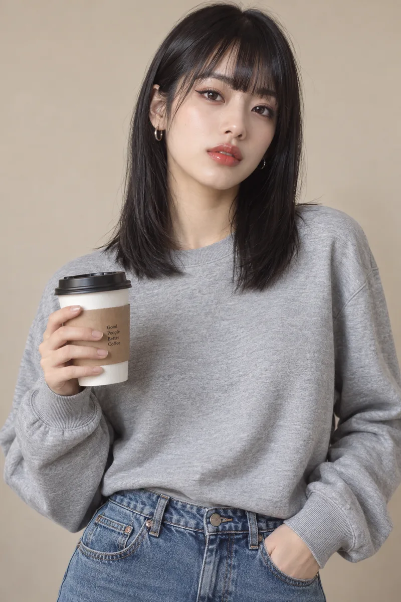 holding a coffee cup を足して生成した例（3枚目）