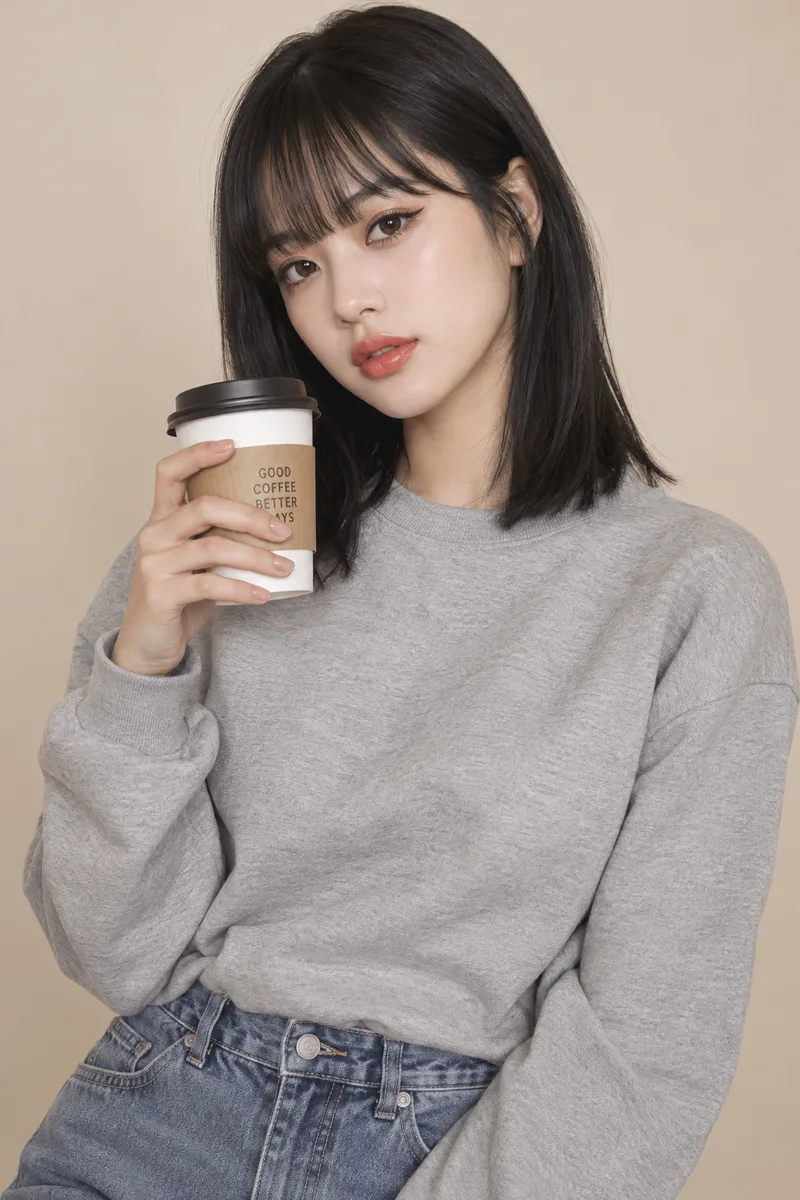 holding a coffee cup を足して生成した例（4枚目）