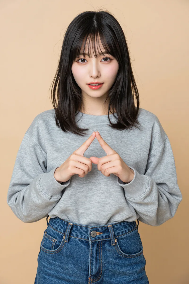 making a finger heart を足して生成した例（1枚目）
