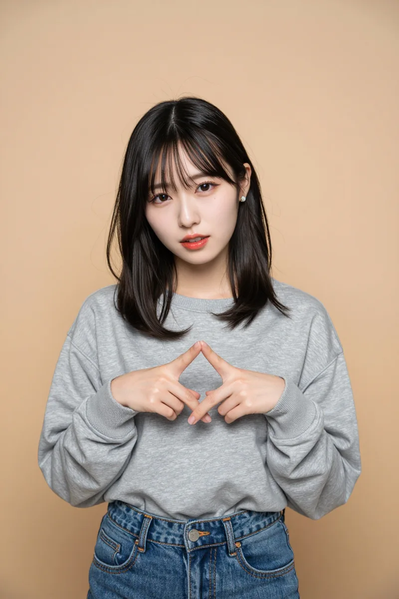 making a finger heart を足して生成した例（2枚目）