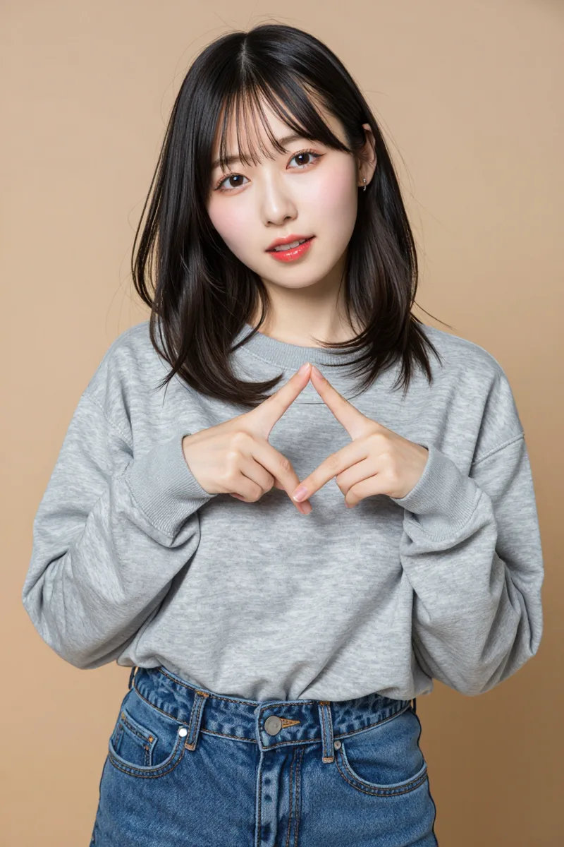 making a finger heart を足して生成した例（4枚目）