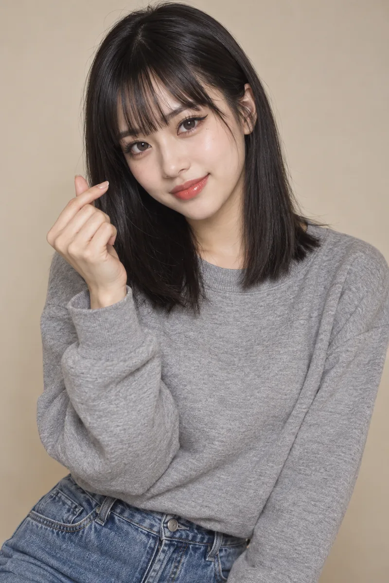 making a finger heart を足して生成した例（2枚目）
