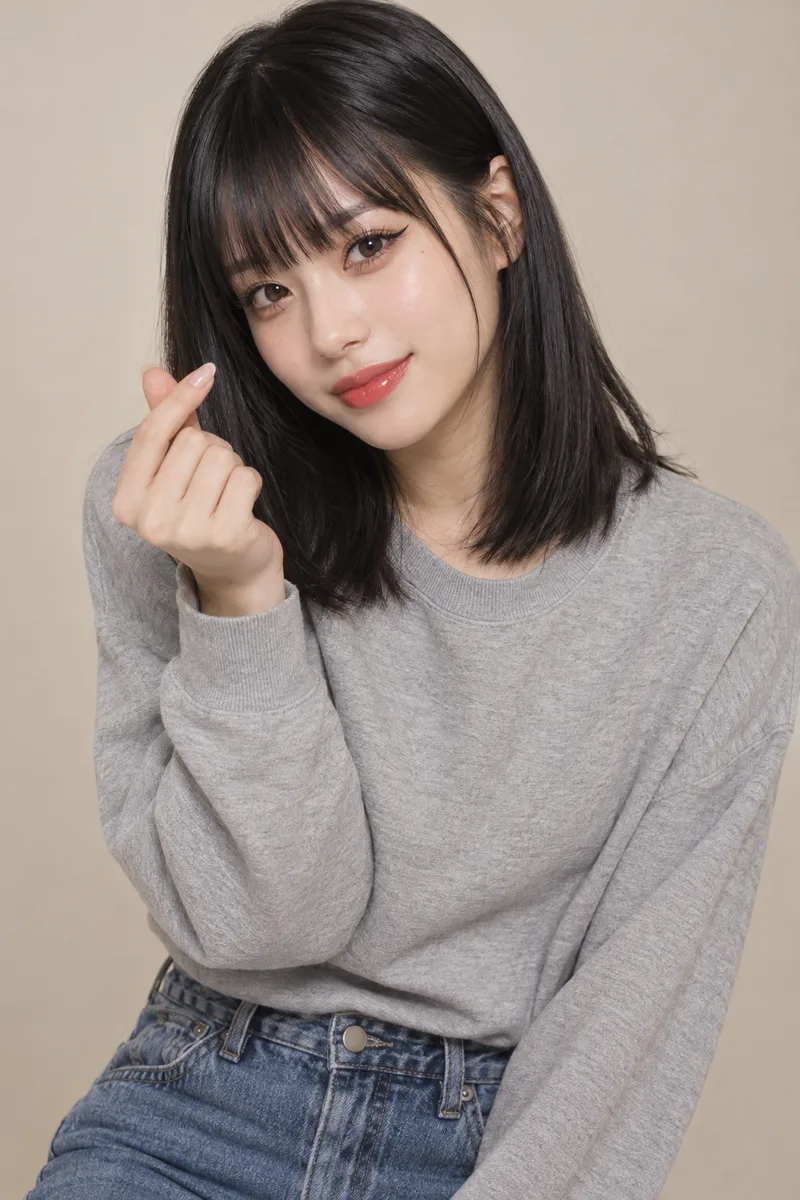 making a finger heart を足して生成した例（3枚目）