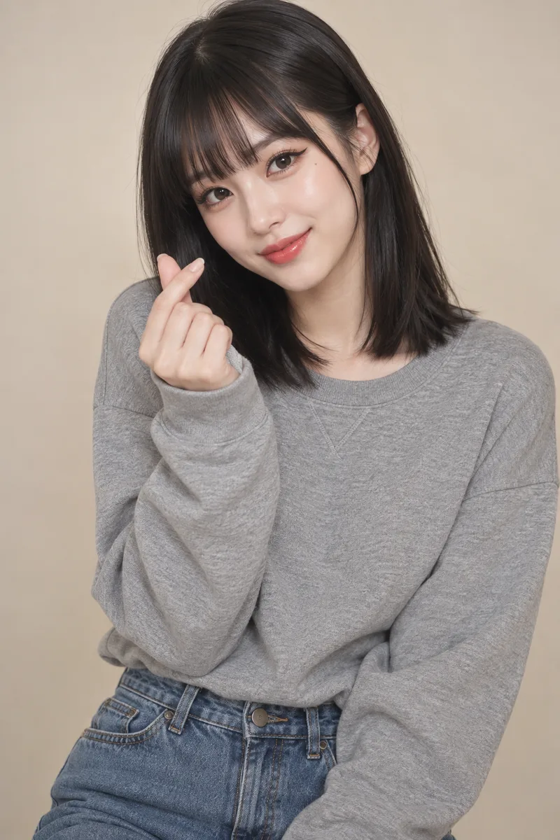 making a finger heart を足して生成した例（4枚目）