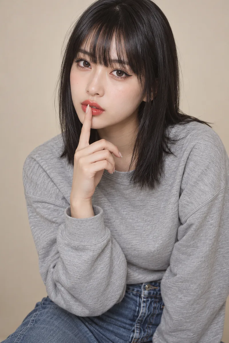 finger on her lips を足して生成した例（2枚目）