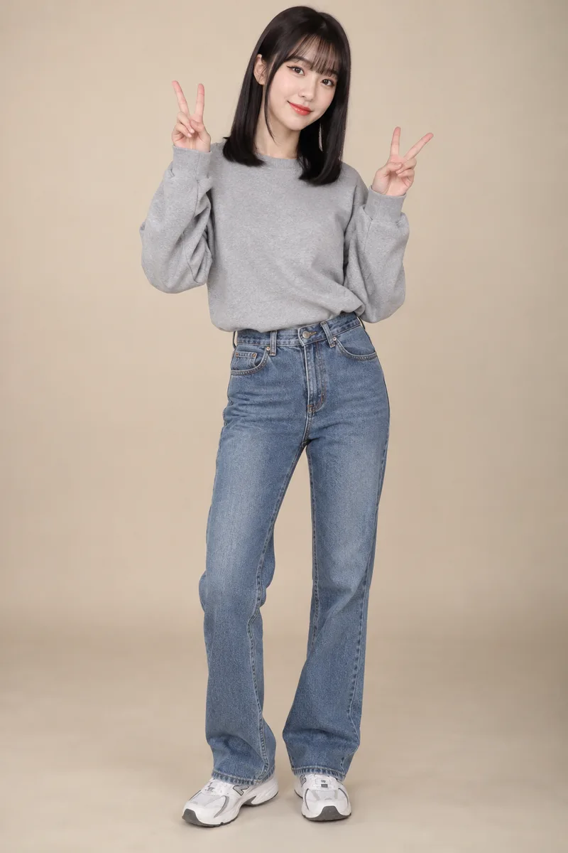 making a double peace sign with both hands を足して生成した例（3枚目）
