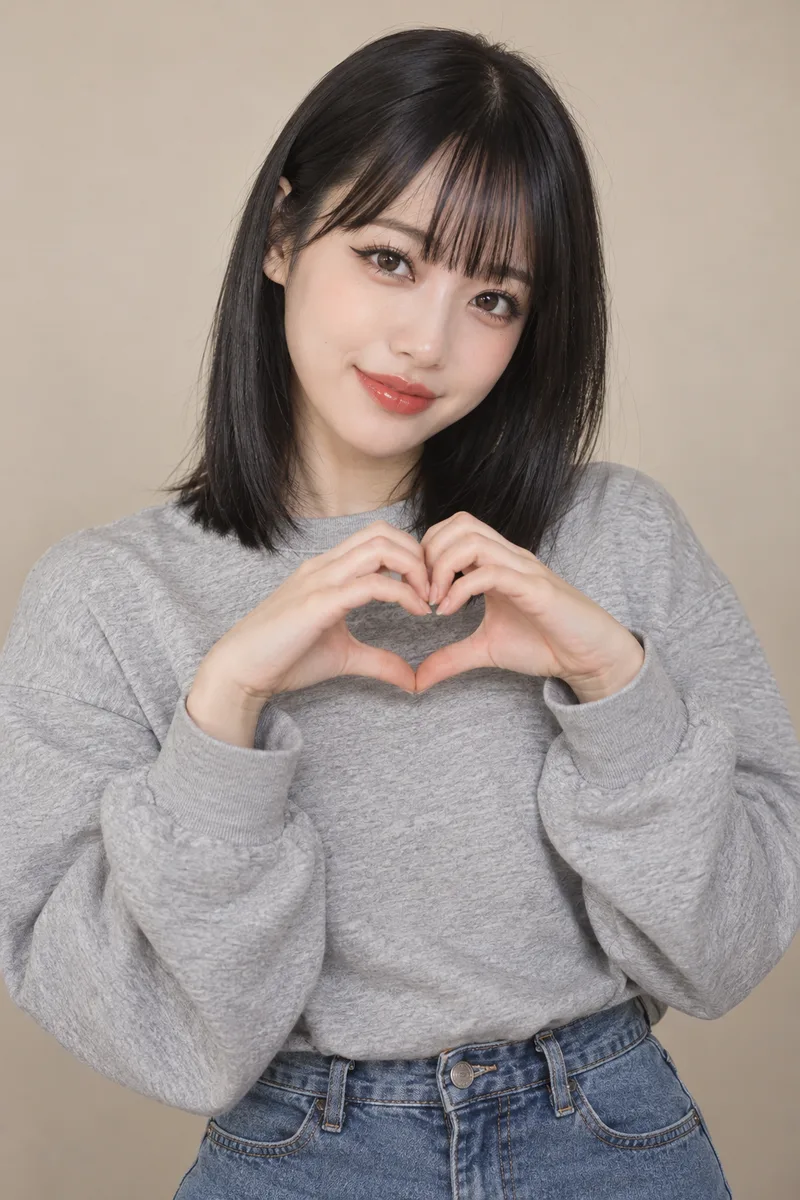 両手でハートの生成例