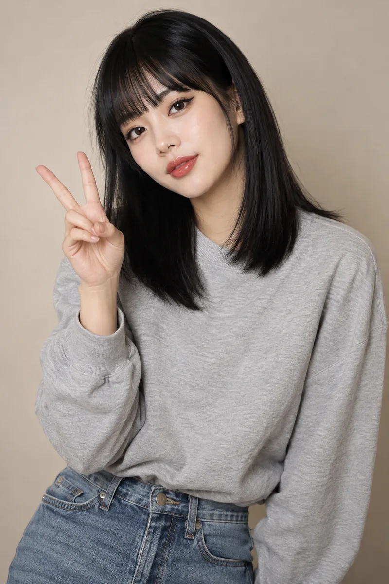 making a peace sign を足して生成した例（3枚目）