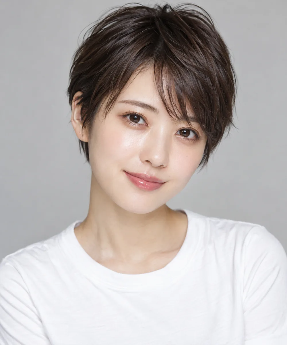 short pixie cut hair を足して生成した例（1枚目）