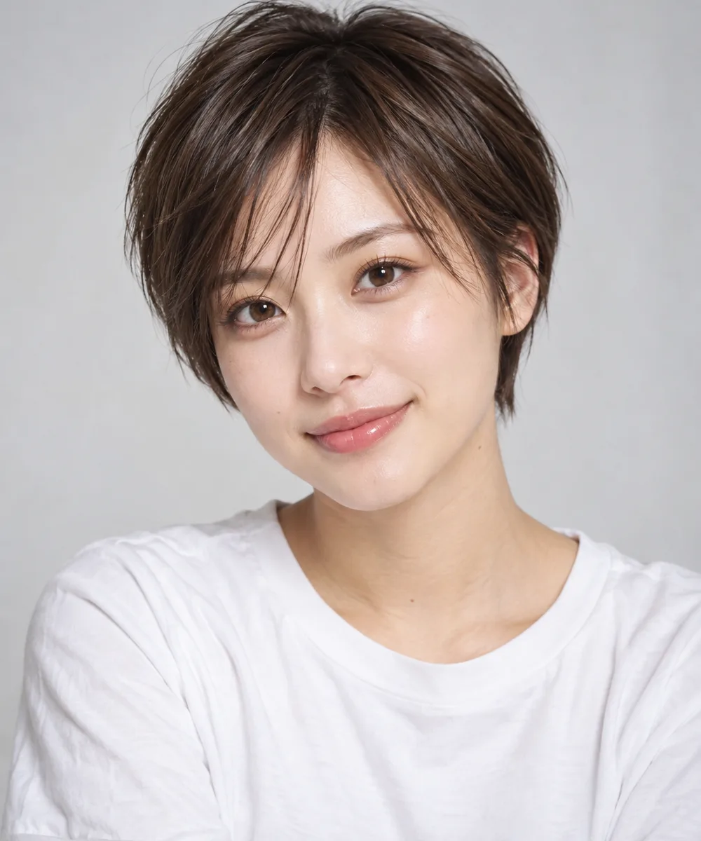 short pixie cut hair を足して生成した例（2枚目）