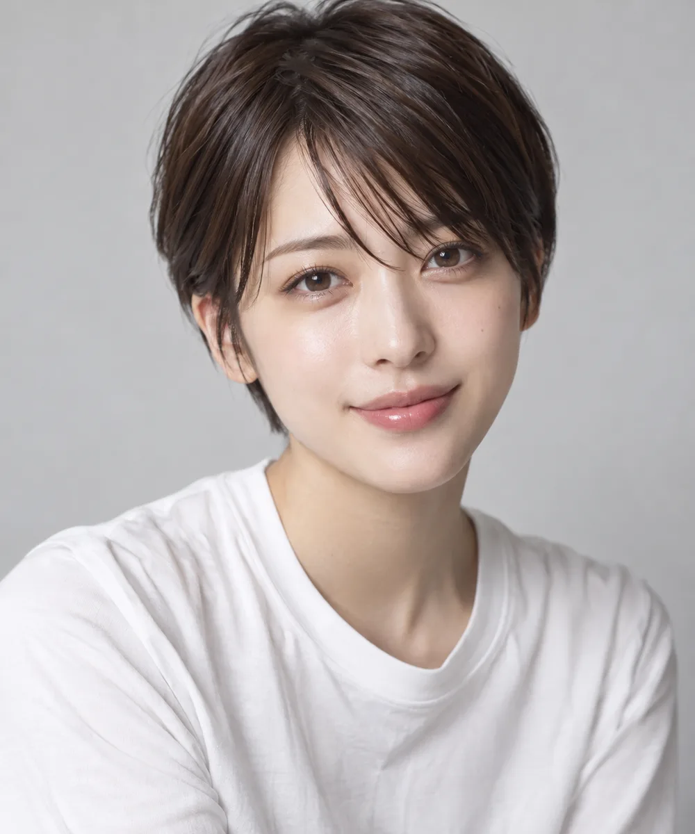 short pixie cut hair を足して生成した例（3枚目）