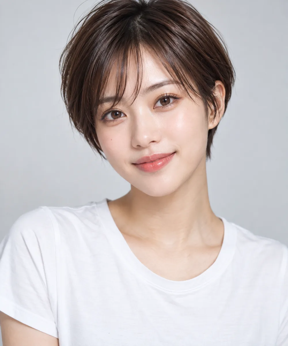 short pixie cut hair を足して生成した例（4枚目）