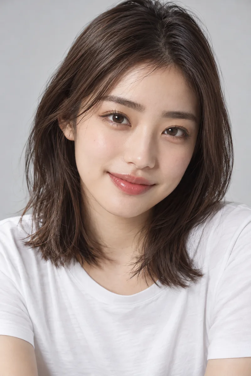 thick straight eyebrows を足して生成した例（2枚目）