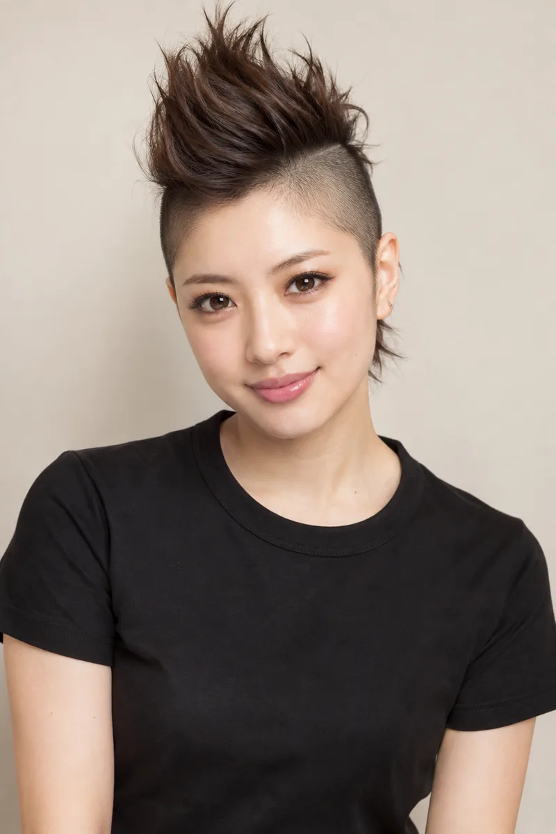 with a mohawk hairstyle を足して生成した例（2枚目）