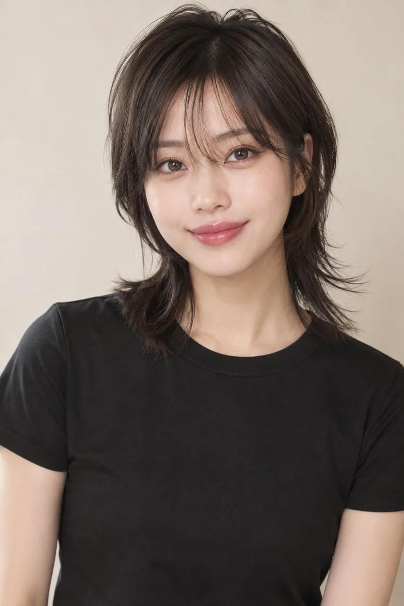 with a mullet hairstyle を足して生成した例（2枚目）