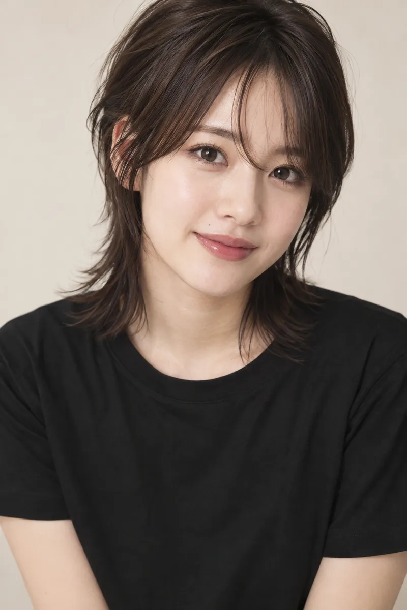 with a mullet hairstyle を足して生成した例（3枚目）