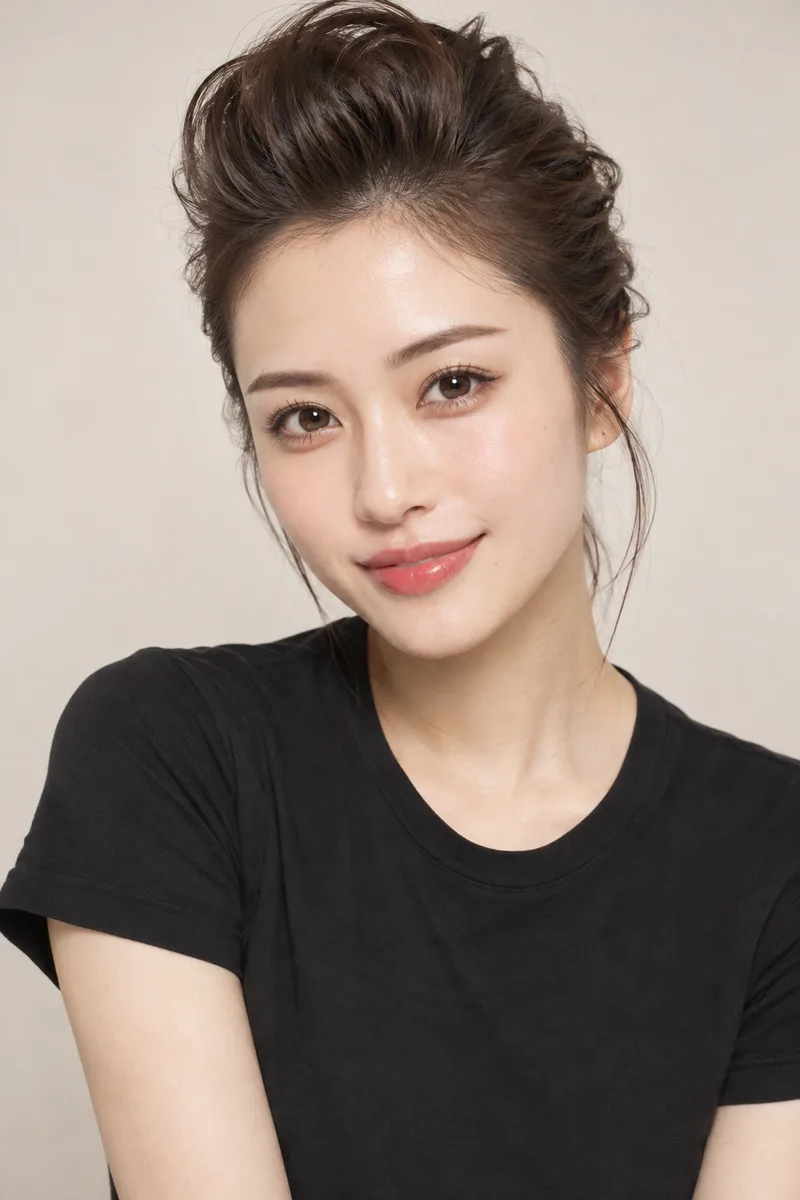 with a pompadour hairstyle を足して生成した例（3枚目）