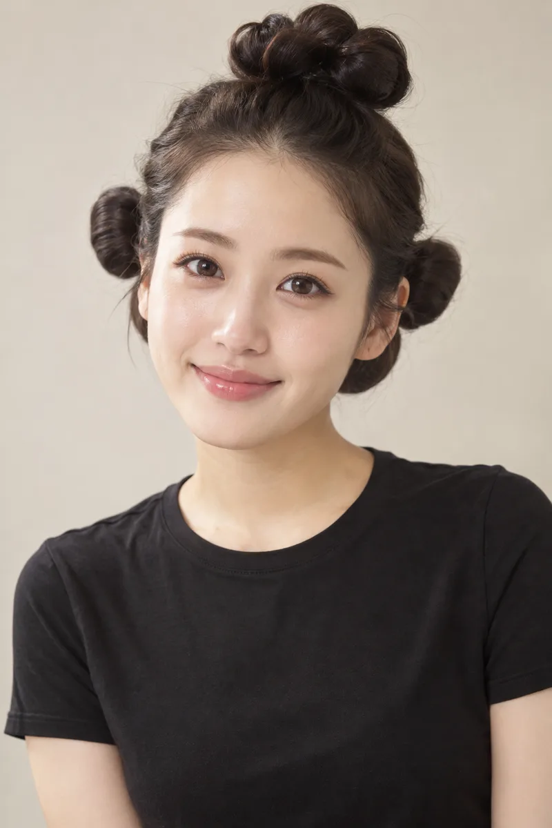 with Sazae-san's hairstyle を足して生成した例（4枚目）