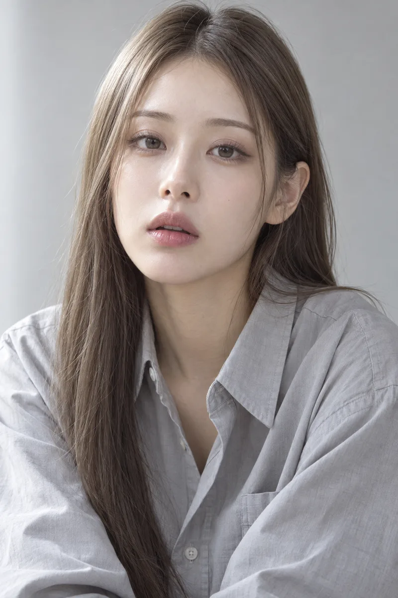 mouth hanging slightly open in a blank daze, eyes looking straight ahead without focus, eyebrows completely relaxed and flat, no surprise, no worryで生成した例（2枚目）