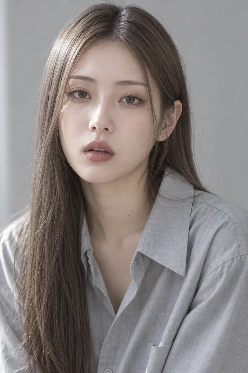 mouth hanging slightly open in a blank daze, eyes looking straight ahead without focus, eyebrows completely relaxed and flat, no surprise, no worryで生成した例（4枚目）