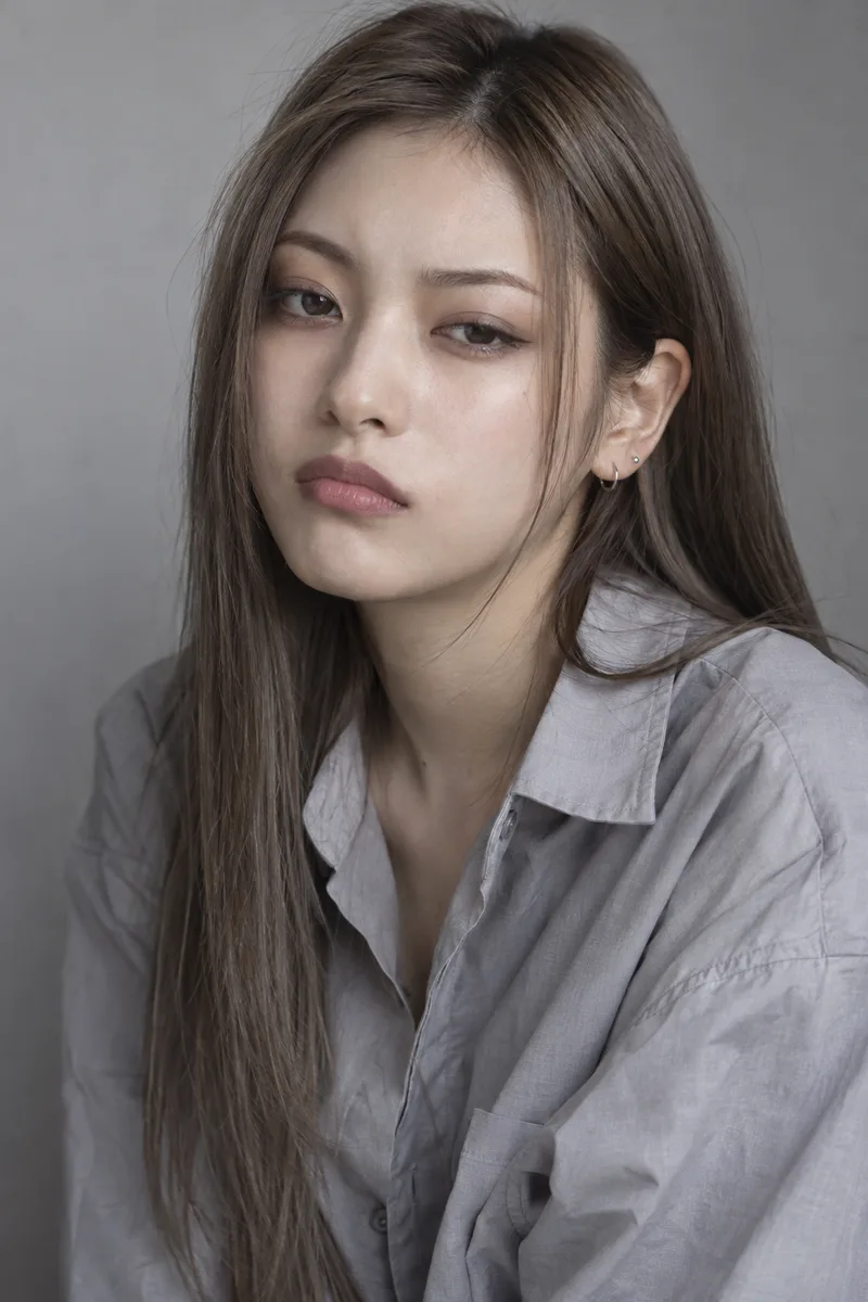 unimpressed, one eyebrow slightly raised, half-lidded flat stare at the camera, mouth pulled slightly to one sideで生成した例（3枚目）