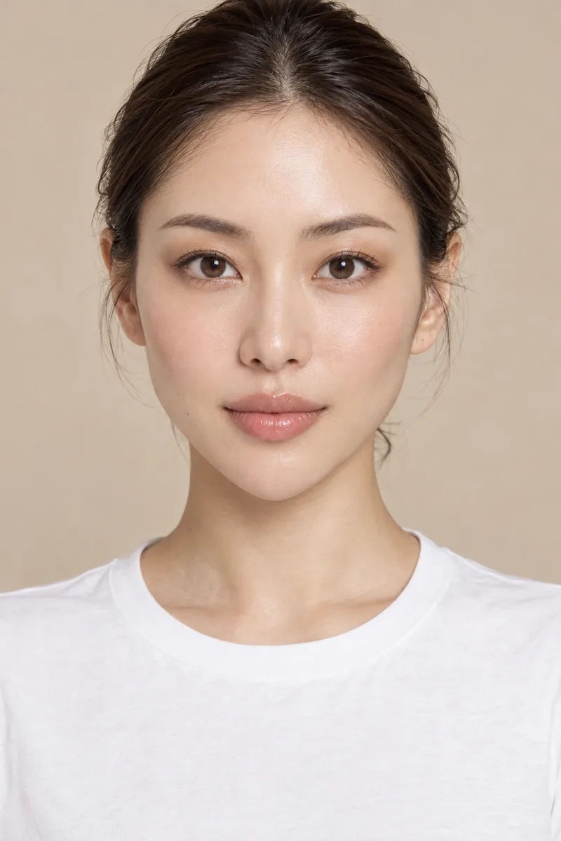 diamond-shaped face, high wide prominent cheekbones as the widest part of the face, narrow forehead and narrow pointed chinで生成した例（4枚目）