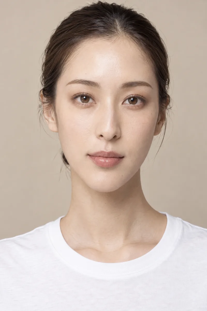 long face shape, face noticeably longer than it is wide, tall forehead and long lower face with a long chinで生成した例（1枚目）