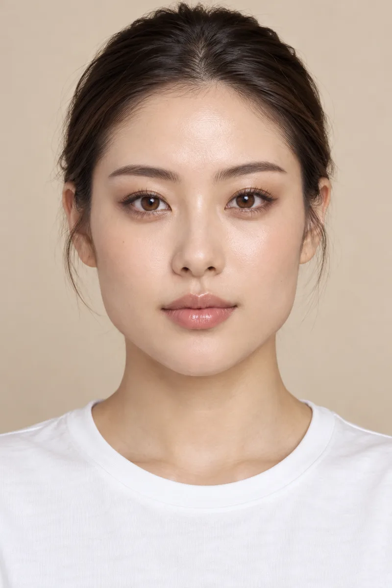 square face shape, wide angular jaw with prominent jaw corners, forehead, cheekbones and jaw all about the same widthで生成した例（4枚目）