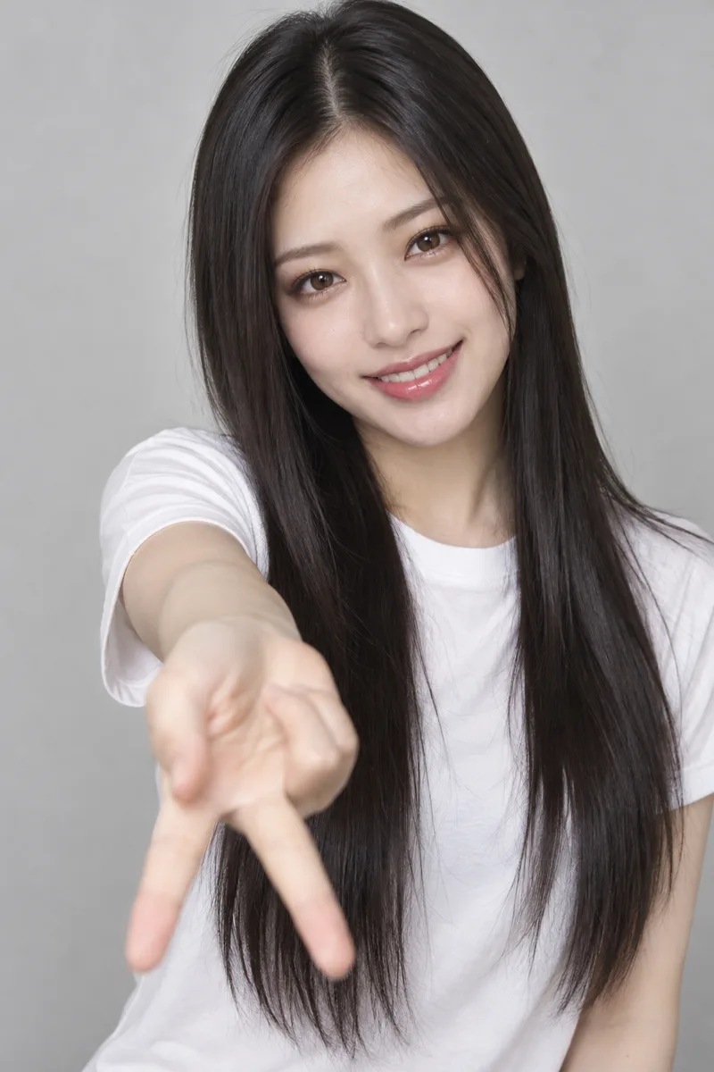 指先を下に向けると書いたギャルピースの例（3回目）（4枚目）