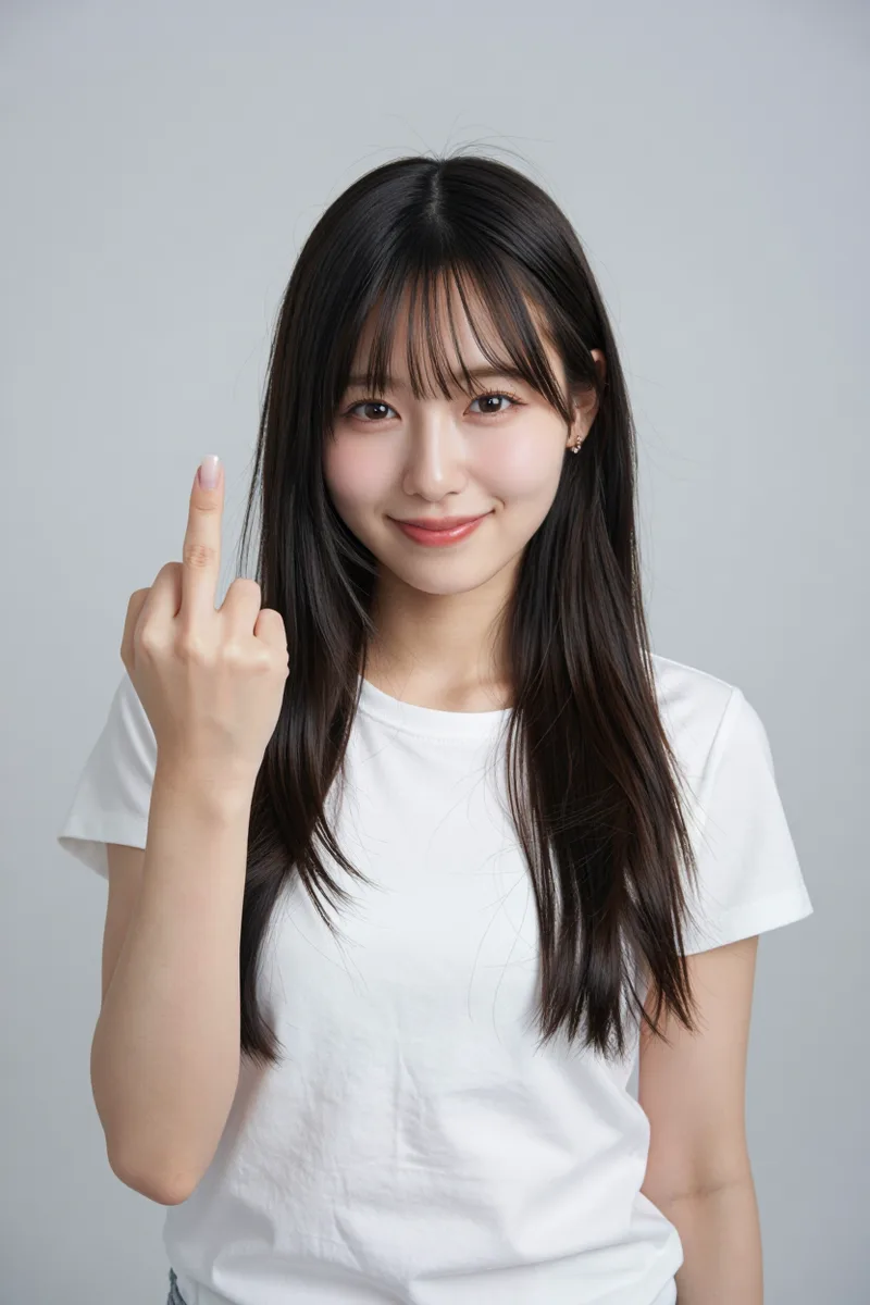 パンチのこぶしから中指を立てると書いた例（ComfyUI・3回目）（1枚目）