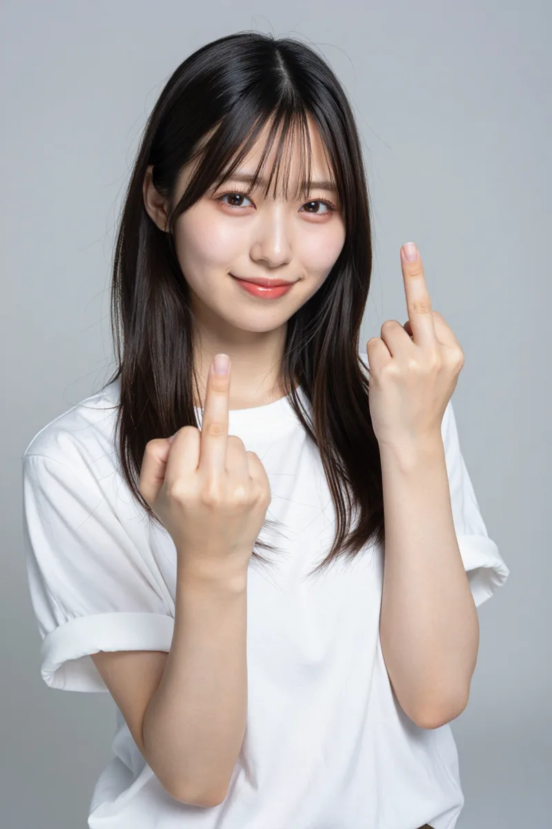 パンチのこぶしから中指を立てると書いた例（ComfyUI・3回目）（2枚目）
