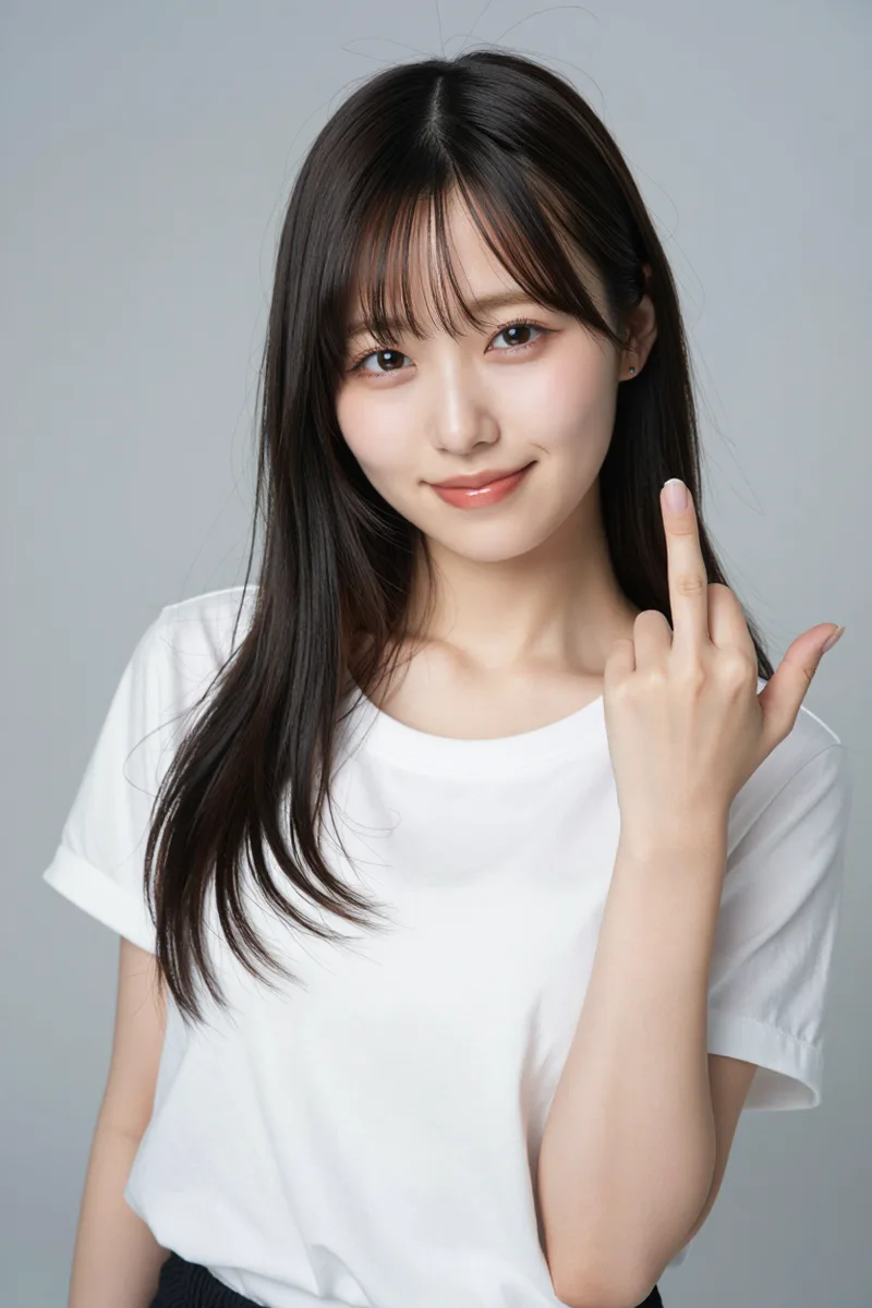 giving the middle fingerをComfyUIで生成した例（1枚目）