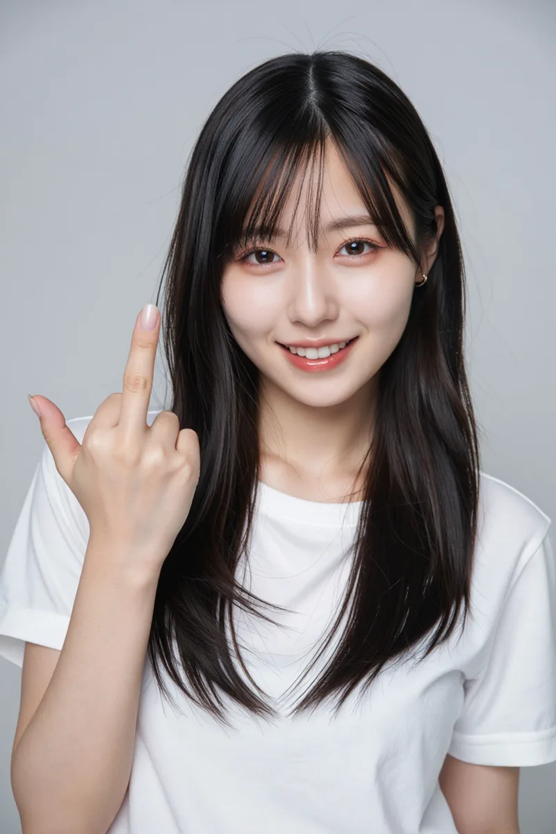 giving the middle fingerをComfyUIで生成した例（4枚目）
