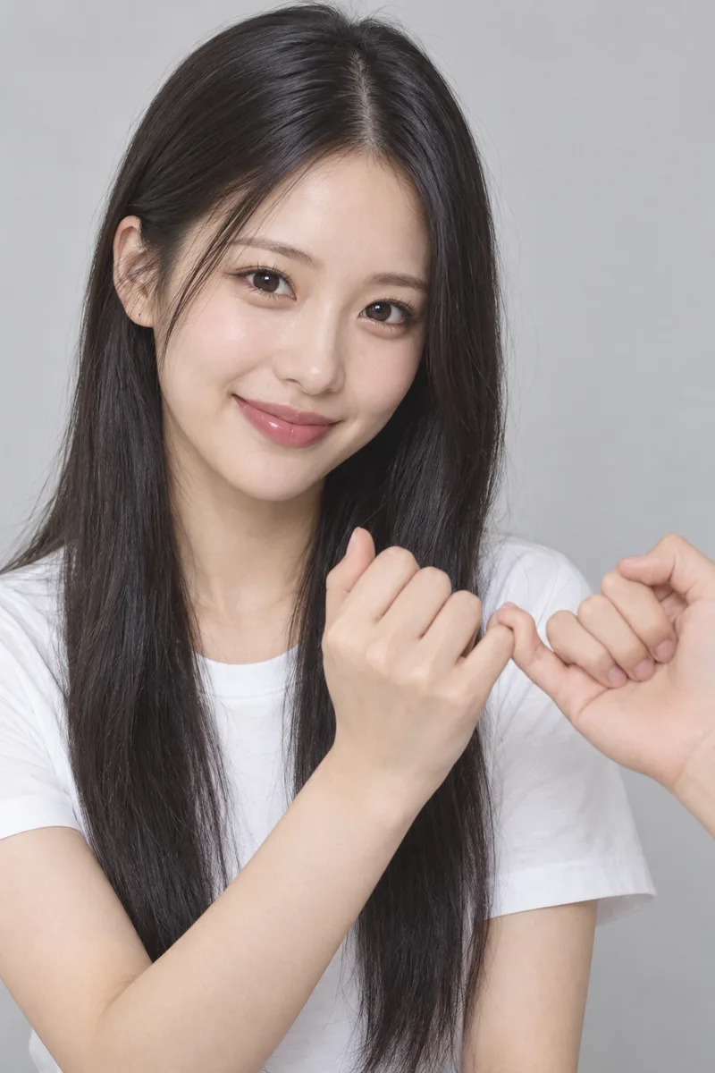 友だちと小指を引っかけると書いた指切りの例（2回目）（3枚目）