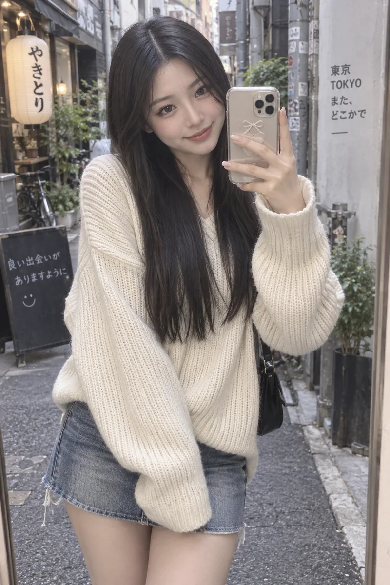 mirror selfieで生成した例（2枚目）