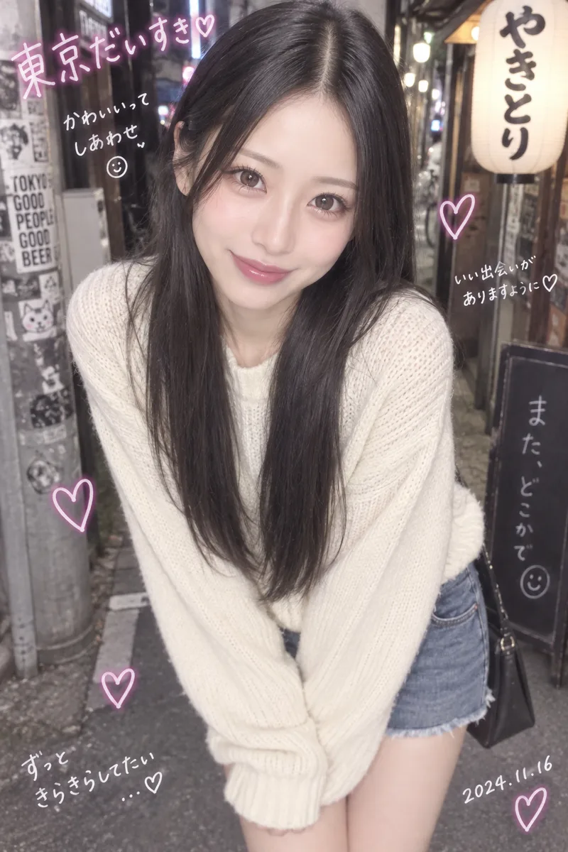 プリクラ風の落書き入りの写真の例（4枚目）