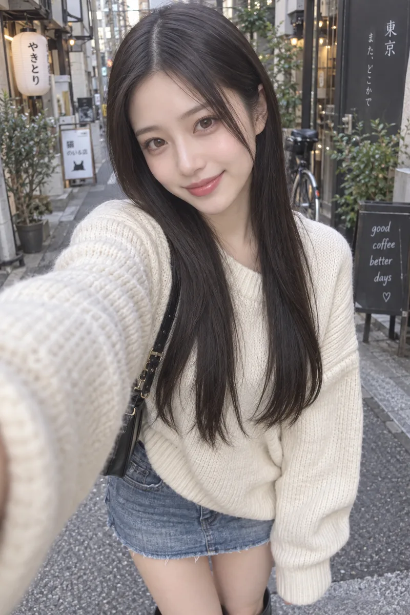 腕を伸ばした自撮りの例（2枚目）