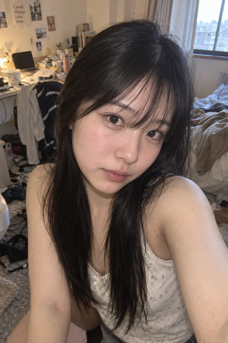 肌の毛穴と赤みを足した例（1枚目）