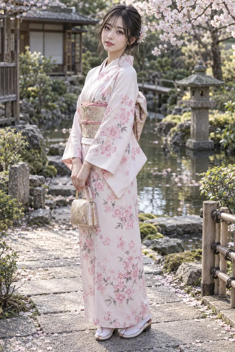 桜柄の着物の例（2枚目）