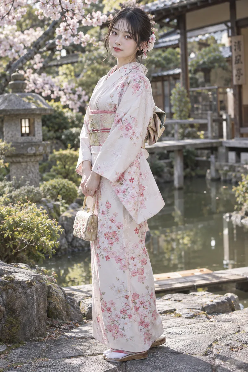 桜柄の着物の例（4枚目）