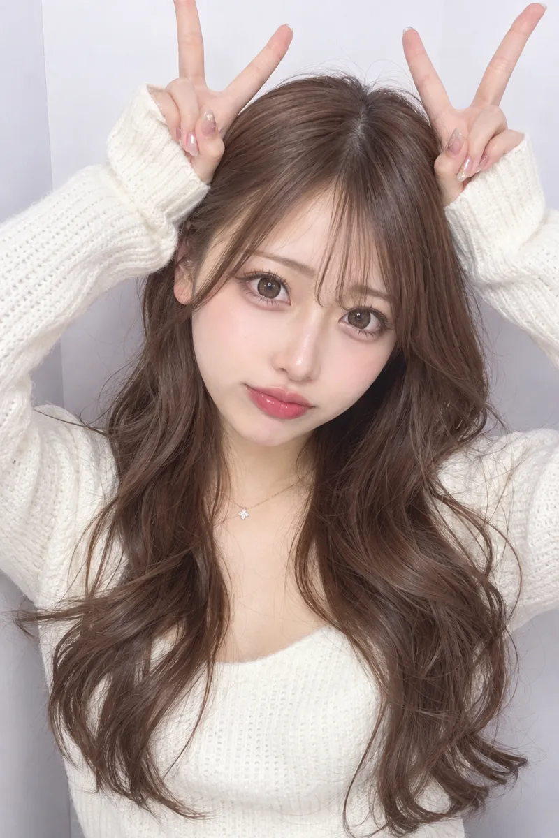 うさ耳のポーズの例（2枚目）