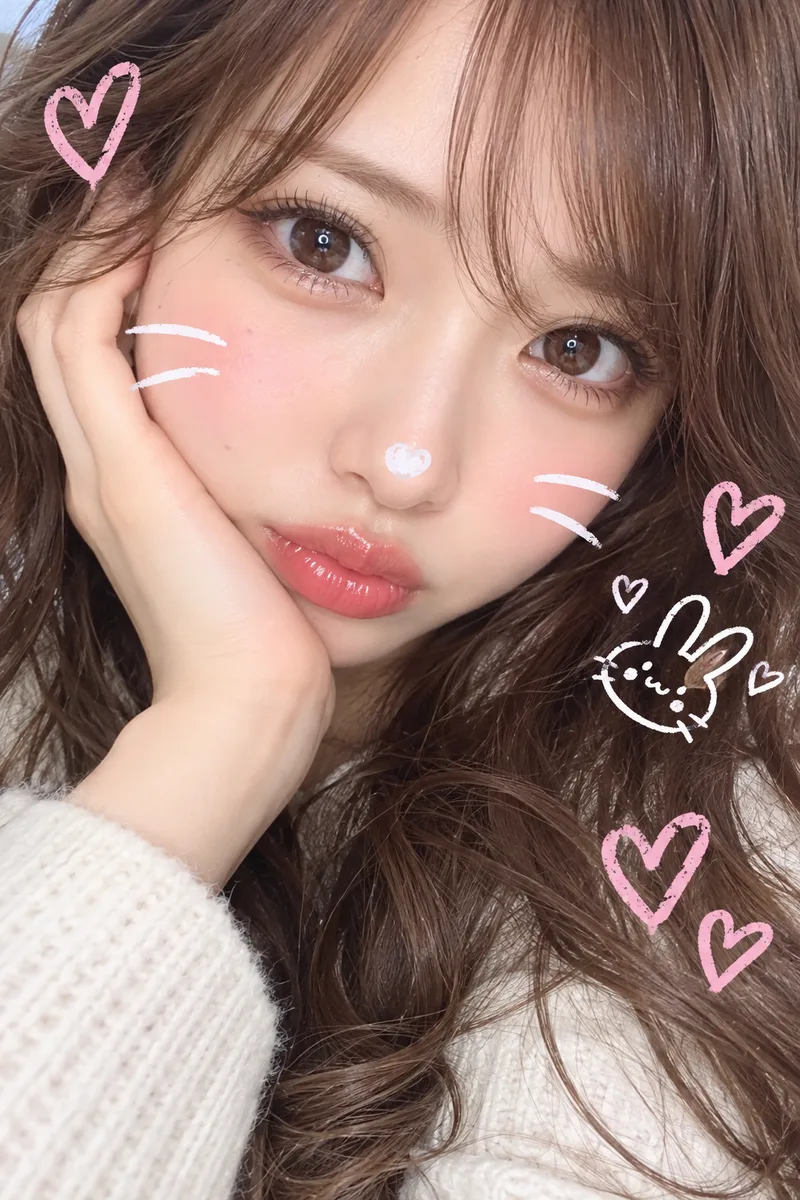 顔のアップのプリクラの例（2枚目）