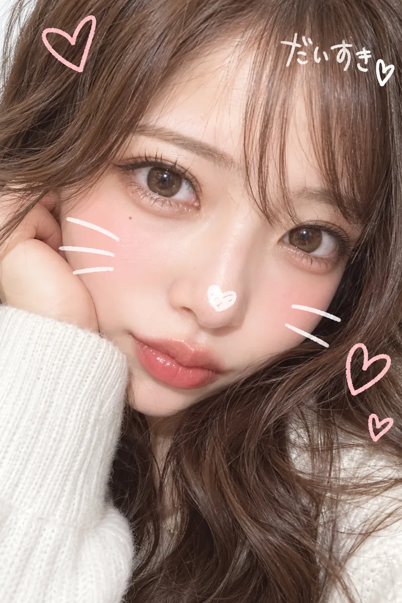 顔のアップのプリクラの例（3枚目）
