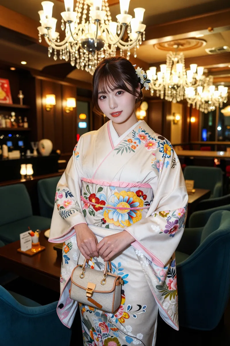 まとめ髪×着物（店の和装イベント）の生成例