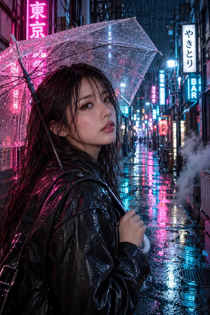 広さと空気と色を書いたネオンの夜の例（3枚目）