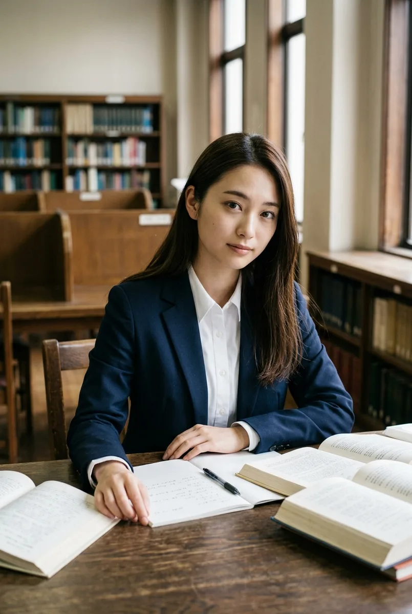 Geminiでベース:smart intellectual look の図書館の例(2枚目)